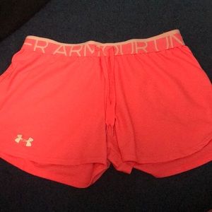 Neon pink/orange Under Armour shorts